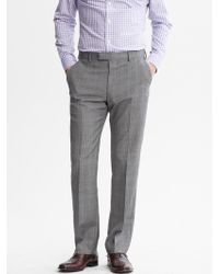 plaid tailored banana republic wool slim brown pant dress grey lyst trouser heather suit