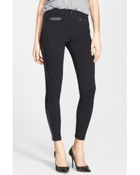 Trouvé Trouvé Faux Leather Trim Ponte Pants - Lyst