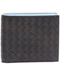 Bottega Veneta Dark Navy Intrecciato Leather Bifold Wallet - Lyst
