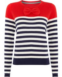 Dickins & Jones Bow Front and Stripe Knit Jumper - Lyst