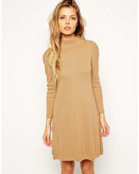 Asos Swing Dress With Turtleneck In Rib - Lyst