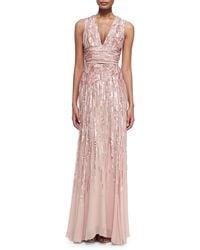 Elie Saab Embellished Sleeveless V-Neck Gown - Lyst