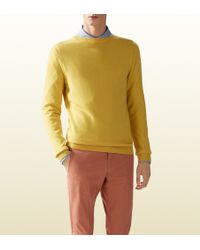 sweater gucci multi yellow yarn sleeve mens short cashmere lyst