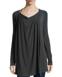 Donna Karan New York Long-Sleeve Asymmetric Drape Tunic - Lyst