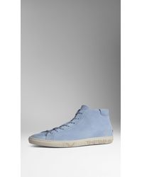 Burberry Suede High-Top Trainers - Lyst