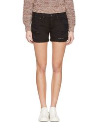 Rag & Bone Black Distressed Boyfriend Shorts - Lyst