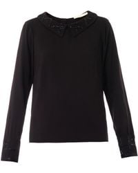 Honor Jewel-Appliqué Crepe Blouse - Lyst