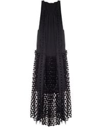 Chloé Geometric-Lace Panel Silk Dress - Lyst