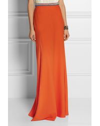 Saloni Vanessa Embellished Satin-Crepe Maxi Skirt - Lyst