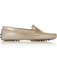 Tod's Gommino Metallic Leather Loafers - Lyst