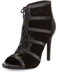 Joie Shari Perforated Snake-Embossed Leather Bootie - Lyst