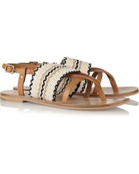 See By Chloé Kenna Leather And Woven Cotton Sandals - Lyst