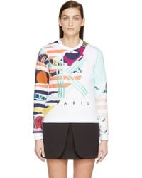 Kenzo White Striped Flowers Sweatshirt - Lyst