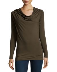 Donna Karan New York Cowl-Neck Long-Sleeve Top - Lyst