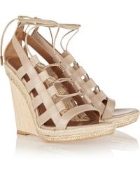 Aquazzura Amazon Leather, Rope And Wood Wedge Sandals - Lyst