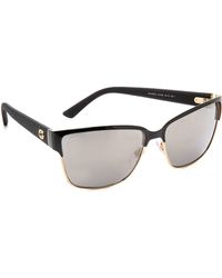 Gucci Thin Rim Sunglasses - Gold Black/Grey Ivory - Lyst