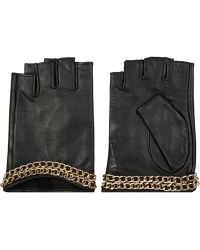Karl Lagerfeld Chain-Embellished Leather Fingerless Gloves - Lyst