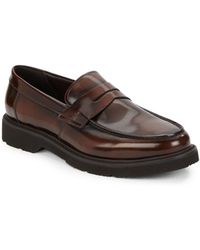 Giorgio Armani Leather Penny Loafers - Lyst