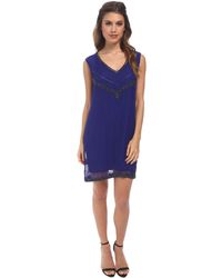 Nicole Miller V-Neck Flapper Beading Shift Dress - Lyst