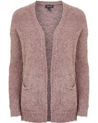 Topshop Wool Blend Knitted Boucle Cardigan - Lyst