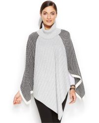 Vince Camuto Two By Mixed-Stitch Turtleneck Poncho - Lyst