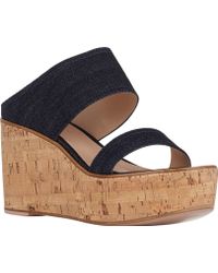 Gianvito Rossi Denim Platform Wedge Slides - Lyst
