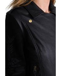 Twelfth Street by Cynthia Vincent Talitha Embroidered Suede Sleeve Moto Jacket in Black - Lyst