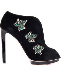 Alexander McQueen Velvet Ivy Platform Ankle Boots - Lyst