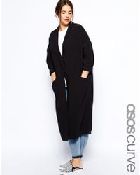 Asos Curve Duster Coat black - Lyst