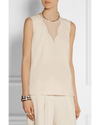 DKNY Stretch Silk-Paneled Crepe Top - Lyst