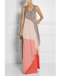 Halston Heritage Color-Block Chiffon Maxi Dress - Lyst