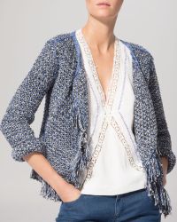 Maje Cardigan - Fancy Stitch Fringe - Lyst