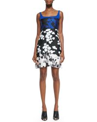 Narciso Rodriguez Scuba Jersey & Silk Floral-Print Dress - Lyst