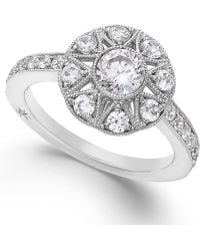 Marchesa Certified Diamond Round Ring In 18K White Gold (1 Ct. T.W.) - Lyst