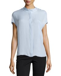 Halston Heritage Draped Collar Chiffon Blouse - Lyst