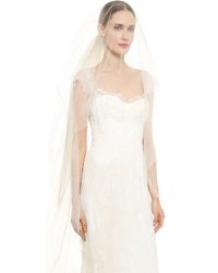 Marchesa Tulle Cathedral Length Veil - Ivory - Lyst