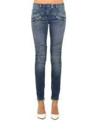 Balmain Mid-Rise Skinny Biker Jeans - Lyst