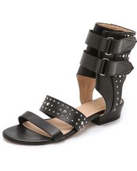 studded black sandals flat