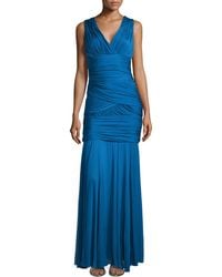 Halston Heritage One-Shoulder Ruched Gown - Lyst