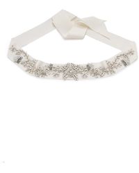 Marchesa Crystal Embroidered Belt - Ivory - Lyst
