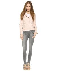 Rebecca Taylor Washed Leather Jacket - Nude - Lyst