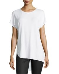 Halston Heritage Short-Sleeve Asymmetric-Hem Tee - Lyst