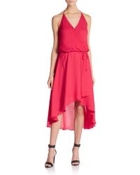 Haute Hippie Belted V-Neck Halter Dress - Lyst