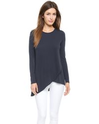 DKNY Long Sleeve Tee With Layered Front - White - Lyst