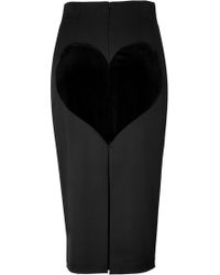 Olympia Le-Tan Wool Blend Pencil Skirt With Velvet Heart - Lyst