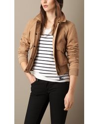 Burberry Nubuck Bomber Jacket - Lyst