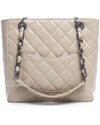 Chanel Pre-Owned Beige Caviar Pst Petit Shopping Tote Bag - Lyst