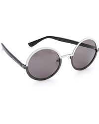 Marc By Marc Jacobs Round Sunglasses - Black White/Black - Lyst