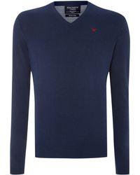 Hackett V Neck Pima Cotton Jumper - Lyst