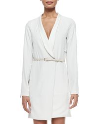 Halston Heritage Jacket Dress W/ Skinny Belt - Lyst